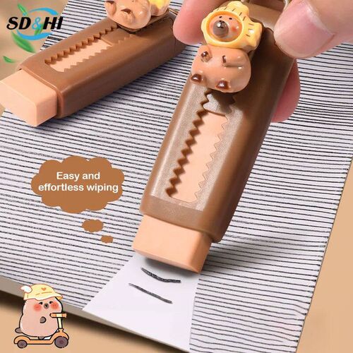 Kawaii Push Pull Capybara Eraser Soft School Supplies Clean