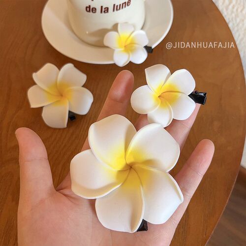 Summer Beach Egg Flower Hair Clip for Women Side Snap Barret