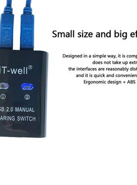 IT-Well USB Printer Sharing Device, 2 in 1 Out Printer Shari