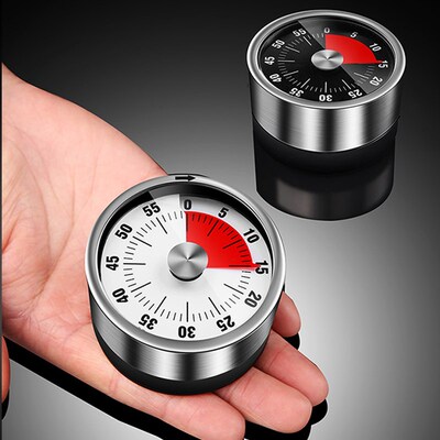 Stainless Steel Visual Timer Mechanical Kitchen Timer 60-Min