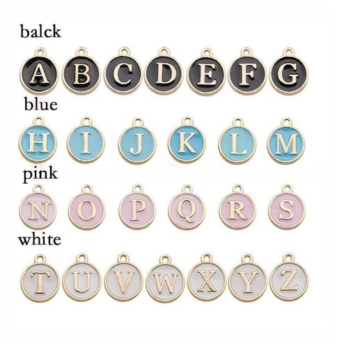 10pcs Initial Alphabet Letter Double Face Enamel Charms Pend