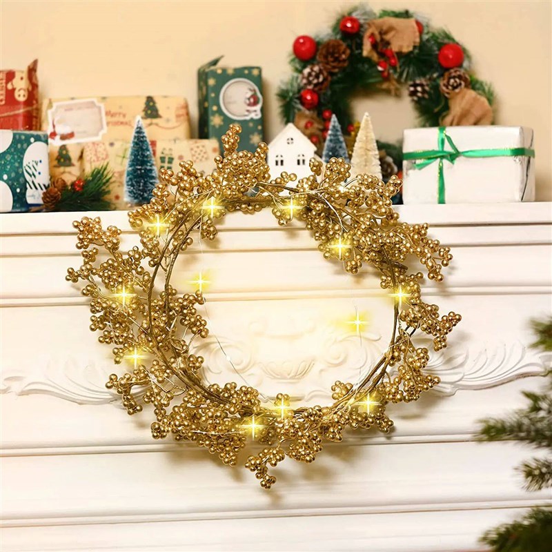 5.9ft/180cm Red Berry Christmas Garland Optional lighting Go图片