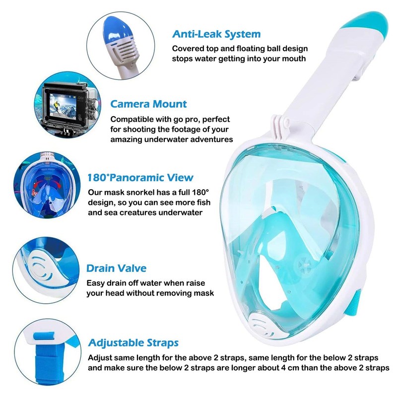 Childrens Full Face Snorkelling Mask Wide Field of View Ant图片