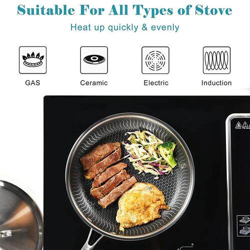 Stainless Steel Frying Pan Nonstick Honeycomb Fry Pan With L