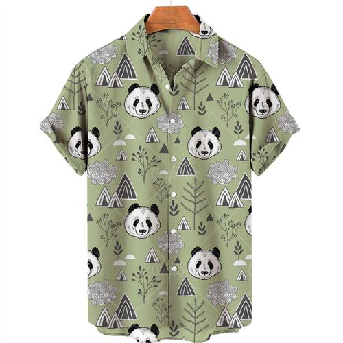 Cute Panda Hawaiian Shirts 3d Print Men Women Clothing Summe