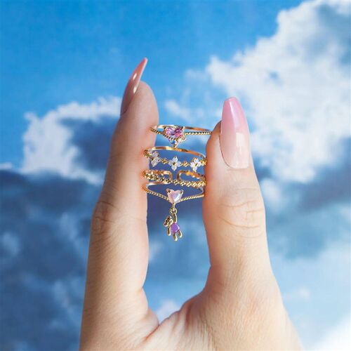 Zircon Rings For Women rendy Little Bear Love Fruit Temperam