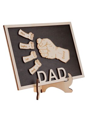 Personalized Fist Wood Gift  Fathers Day Gift Family Names