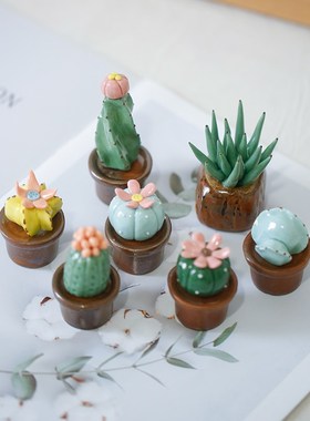 原来是泥多肉仙人掌摆件陶瓷办公室电脑桌面创意家居装饰小摆设