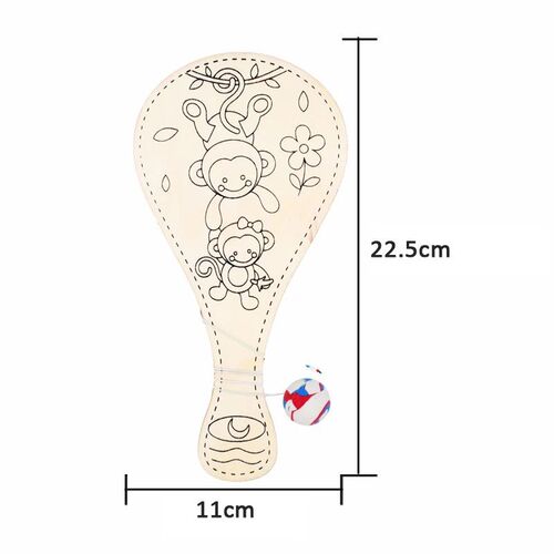 Random style white blank wooden racket with ball DIY craft t