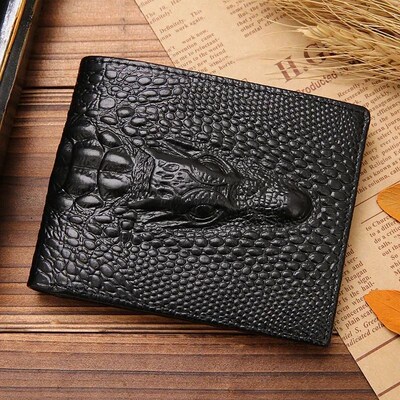 Crocodile Skin Wallet Men 100% Genuine Leather Small Zipper