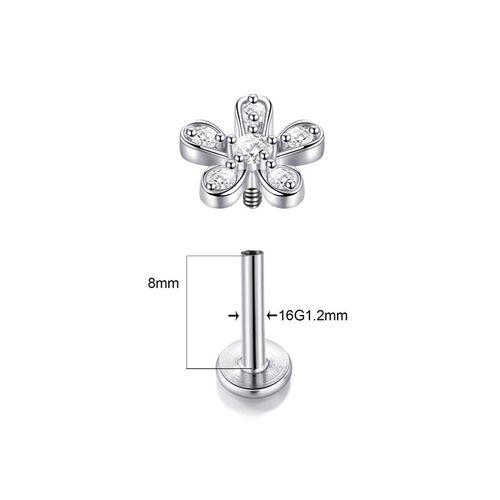 1Pc Flower Tragus Piercing Stud Earring Internally Threaded