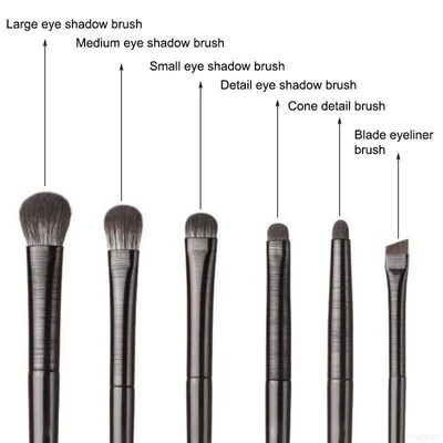 6pcs Black Eye Makeup Brushes Set Professonal Contourng Eyes