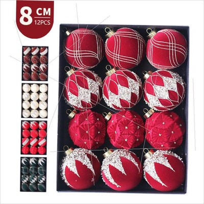 Christmas ball brick flocking set Christmas tree pendant耶诞