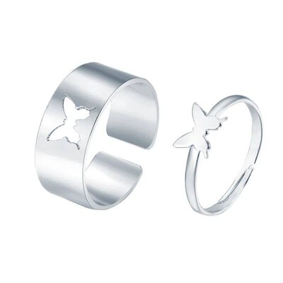 Silver Color Butterfly Rings For Women Men Lover Couple Ring