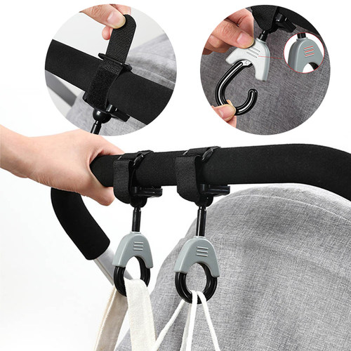 1/2pcs PU Leather Baby Bag Stroller Hook Pram Rotate 360 Deg