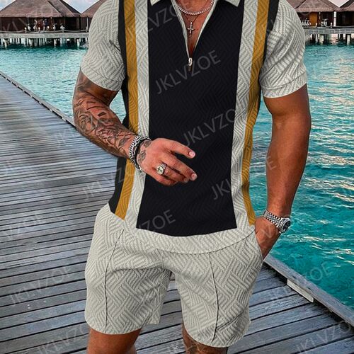 Summer Simple Retro Style Short Sleeved  Shirt Beach Shorts