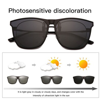 Polarized Clip On Sunglasses Men Photochromic Car Driver