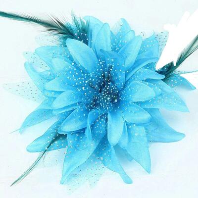New Children Feather Flowers Hair Clip Toddler Dance Perform