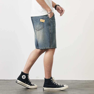 Denim Shorts Mens Summer New Retro Distessed Distessed Loos