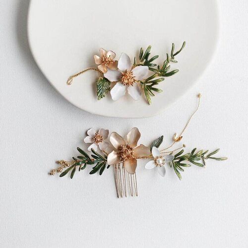 New design Korea handmade retro enamel flower hair comb wedd