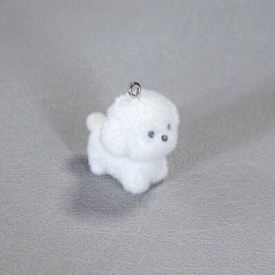 2/4pcs Kawaii Fluffy White Puppy Dog Resin Charms 3d Frise A