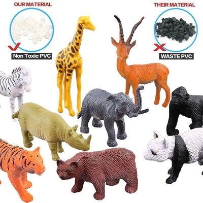 54 Pcs Mini Jungle Animal Toys Set  Realistic Wild Plastic A