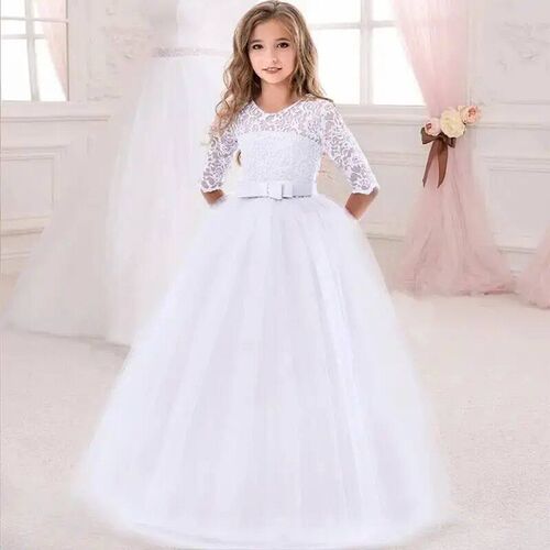Girls Bridesmaid Long Dresses For Wedding 5-14 Year Kids Lac