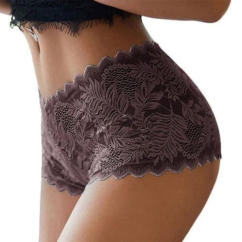 5XL Casual Woman Lace Floral Mesh Lingerie Plus Size Briefs