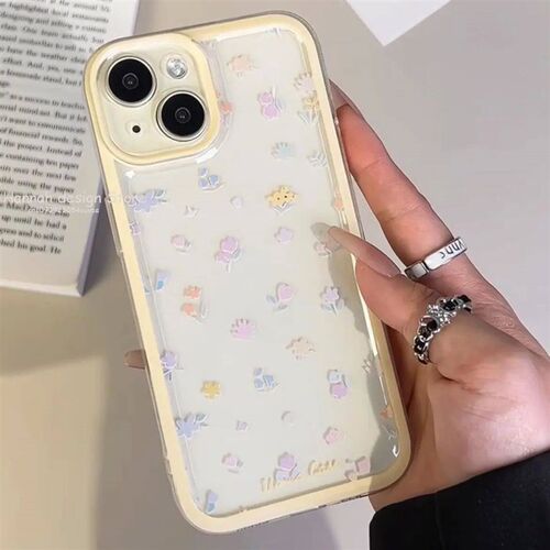Luxury Purple Pink Flower Soft Clear Case Protetion for IPho