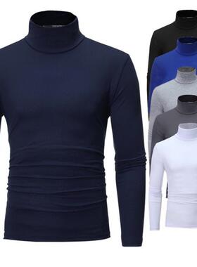 Fashion Mens Casual Slim Fit Basic Turtleneck High Collar P