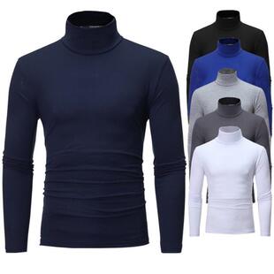 Fashion Mens Casual Slim Fit Basic Turtleneck High Collar P