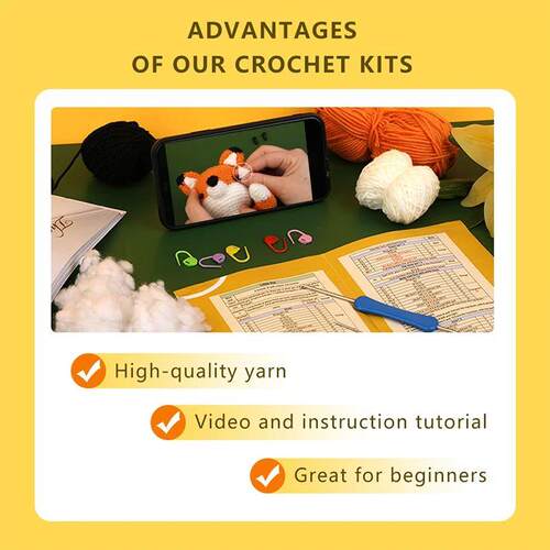 Crochet Animal Kit for Beginners With Video Tutorial Cotton