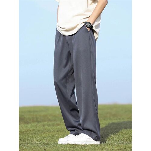 Summer Korean Mens Pants Light&Thin Polyester Elastic Waist