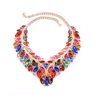 Accessories Exaggerated Mixed Color Gemstone Full Diamond La