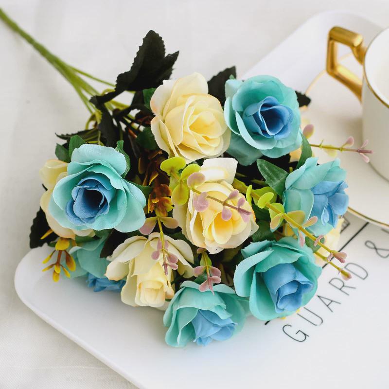 Artificial rose bouquet suit plastic flowers fake flowers si图片