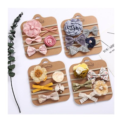 5Pcs/Set Baby Girl Headbands Newborn Bows Elastic Hair Bands