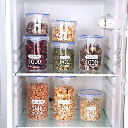 4Pcs Sealed Storage Box Transparent Kitchen Food Grain Organ
