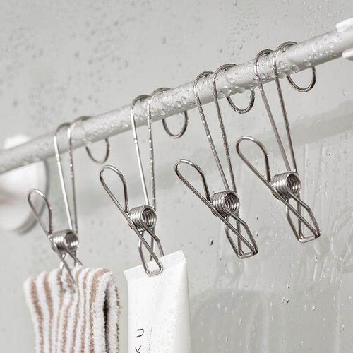Stainless Steel Clips with Hooks for Home Bathroom Clothes H
