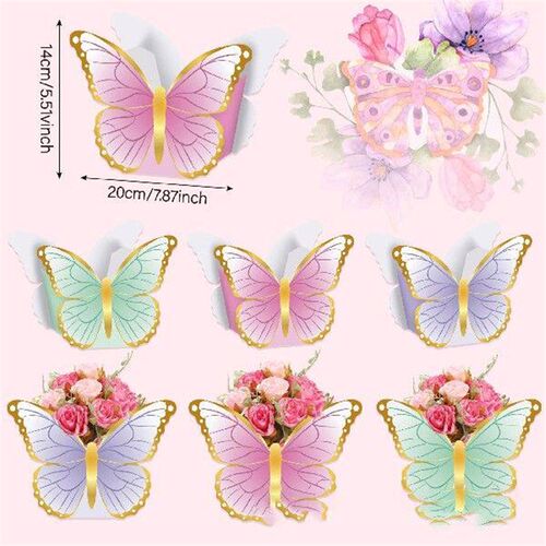 12Pcs 3D Butterfly Flower Boxes Girl Birthday Snack Box