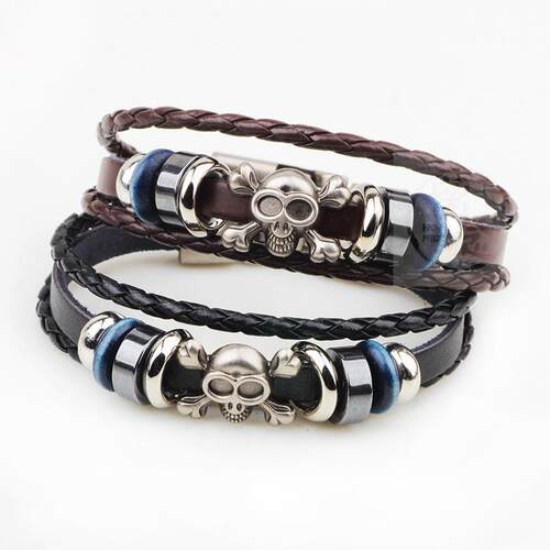 。Star Hu Ge Brlet Fashion punk alloy skull leather hand jew