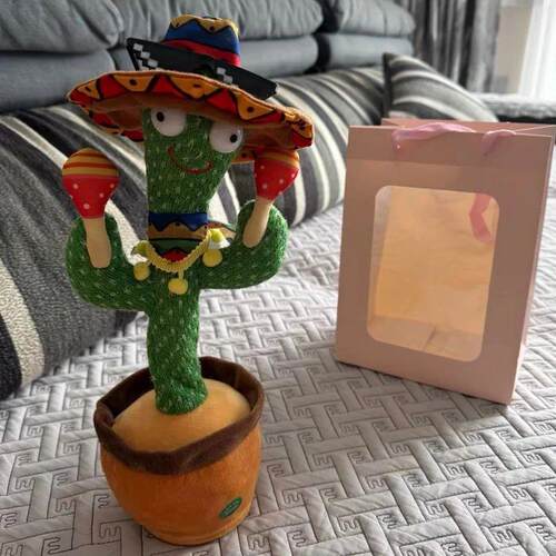 Dancing Plush Cactus Toy Talk Back Sing Wiggle Record Voice