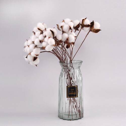 Artificial Dried Cotton Flowers White Flower Branch For Wedd