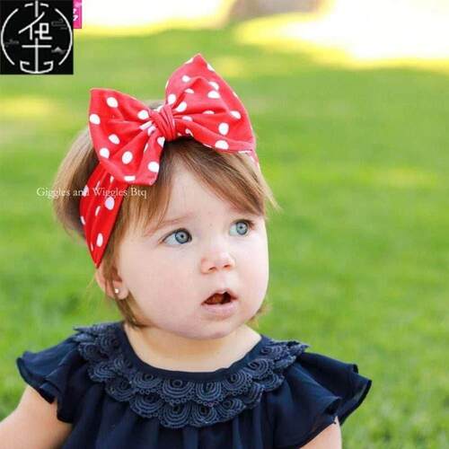 Girl headdress Cute Wave point bow hairband ba hair clasp