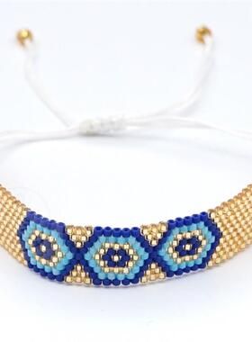 。Rice beads hand woven devils Eye Brlet womens exaggerate