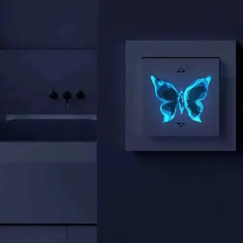 6PC Blue Luminous Small Butterfly Switch ers Bedroom Living