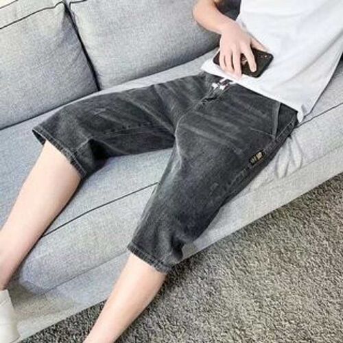 Summer Elastic Waist Jeans Mens Slim-fit Taped Shorts tendy