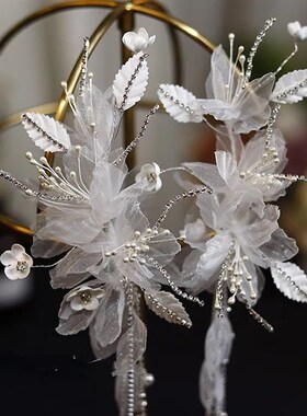 White Gauze Fairy Bride barrettes clips hair wear Fluttering