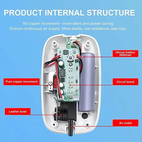 4800mAh Aquarium Oxygen Air Pump Compressor Fish Tank USB Ch