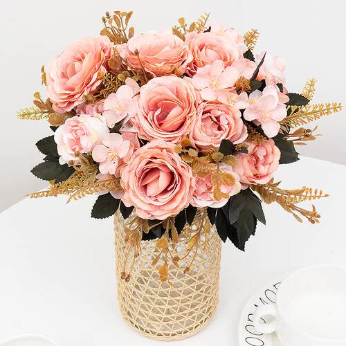 Retro Silk Artificial Rose Flowers DIY Autumn Wedding Home D