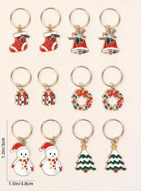 Oaoleer 12Pcs/setChristmas Hair Rings Braid Dreadlocks Bead